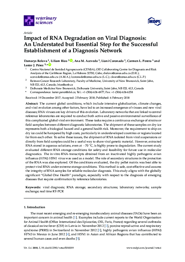 (PDF) Impact of RNA Degradation on Viral Diagnosis: An Understated but ...