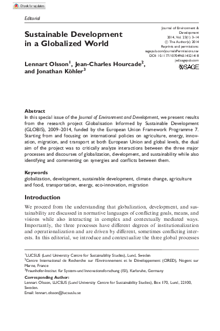 (PDF) Sustainable Development in a Globalized World