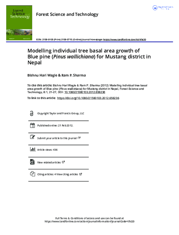 (PDF) Modelling individual tree basal area growth of Blue pine (Pinus ...