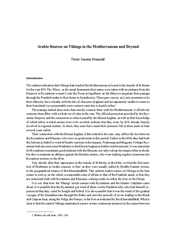 (PDF) Arabic Sources on Vikings in the Mediterranean and Beyond
