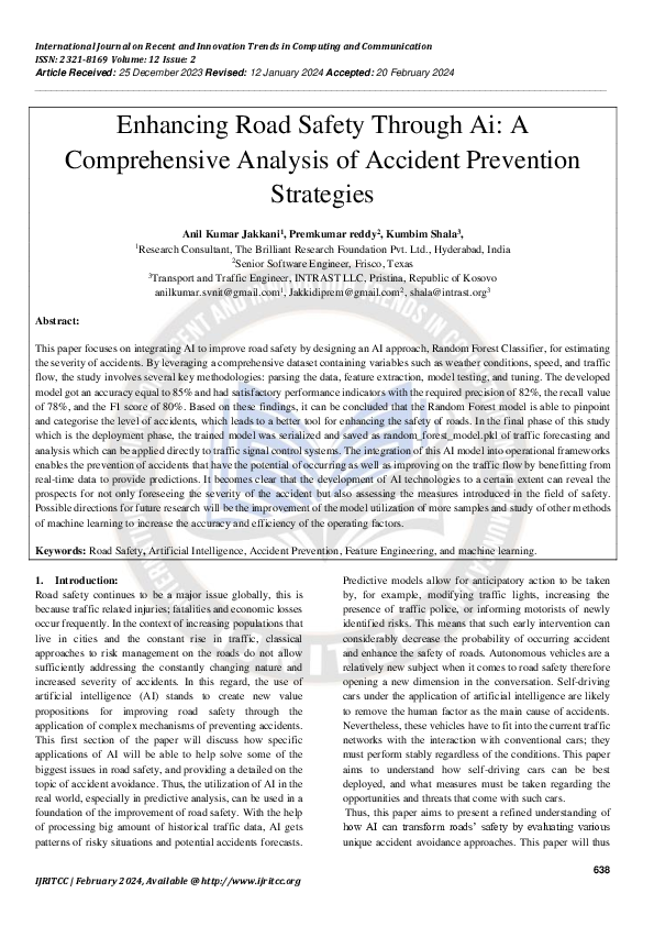 (PDF) Enhancing Road Safety Through Ai: A Comprehensive Analysis of ...