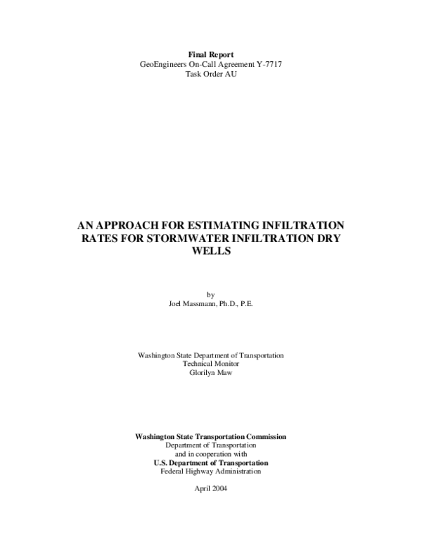 (PDF) An Approach for Estimating Infiltration Rates for Stormwater ...