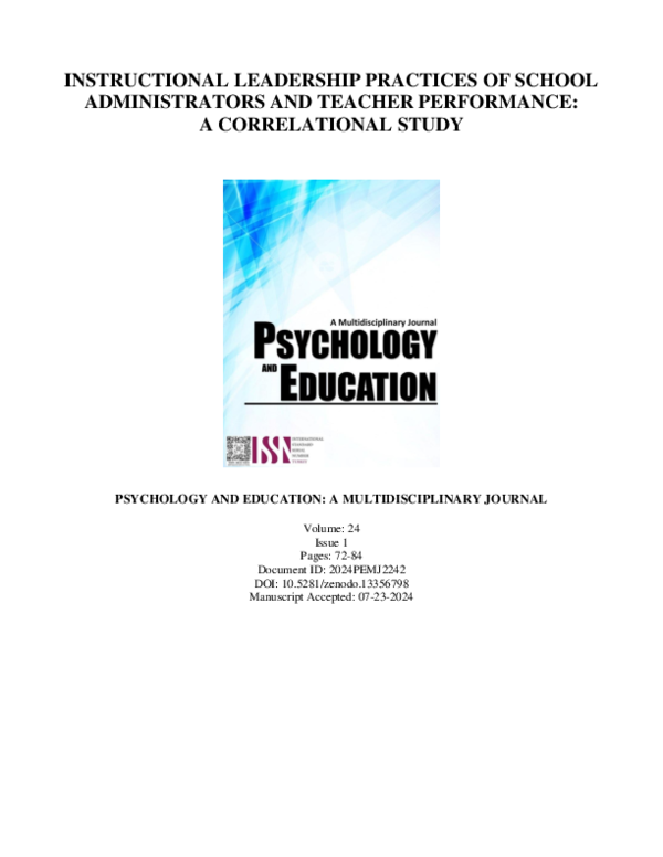 (PDF) Instructional Leadership Practices of School Administrators and ...