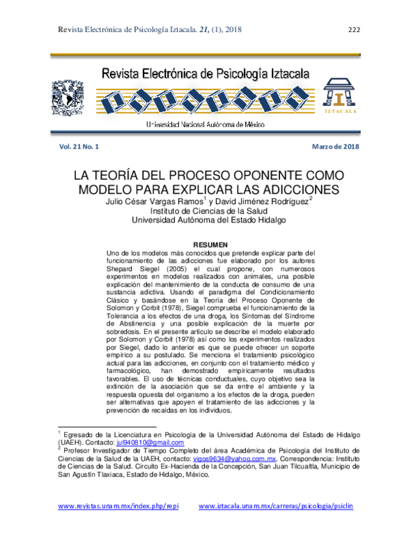 (PDF) The process opponent theory as a model to explain the addictions