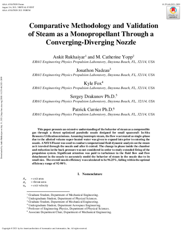 (PDF) Comparative Methodology and Validation of Steam as a ...