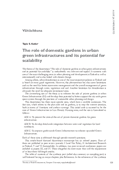 (PDF) The role of domestic gardens in urban green infrastructures and ...