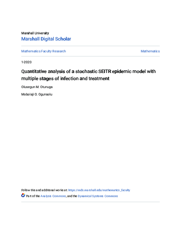 (PDF) Quantitative analysis of a stochastic SEITR epidemic model with ...