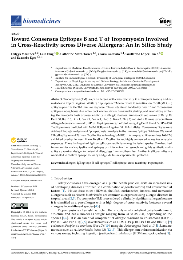 (PDF) Toward Consensus Epitopes B and T of Tropomyosin Involved in ...