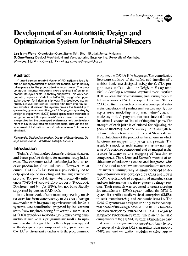 (PDF) Development of an automatic design and optimization system for ...