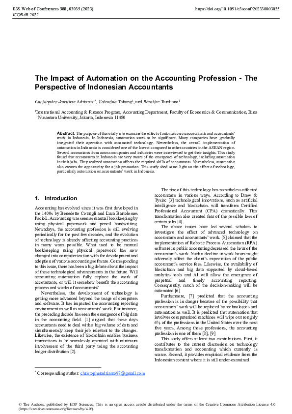 (PDF) The Impact of Automation on the Accounting Profession - The ...