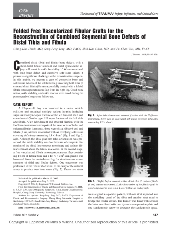 (PDF) Folded Free Vascularized Fibular Grafts for the Reconstruction of ...