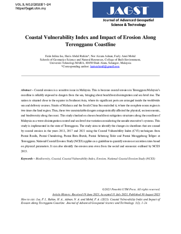 (PDF) Coastal Vulnerability Index and Impact of Erosion Along ...