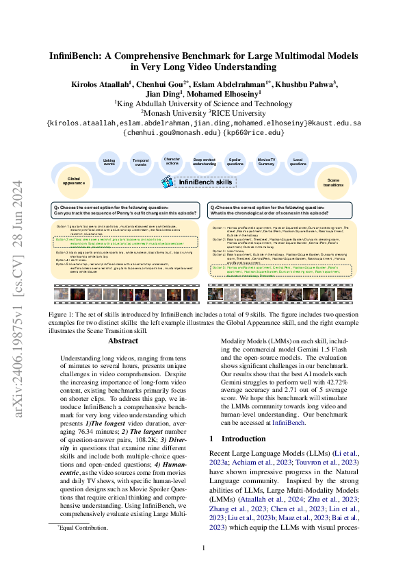(PDF) InfiniBench: A Comprehensive Benchmark for Large Multimodal ...