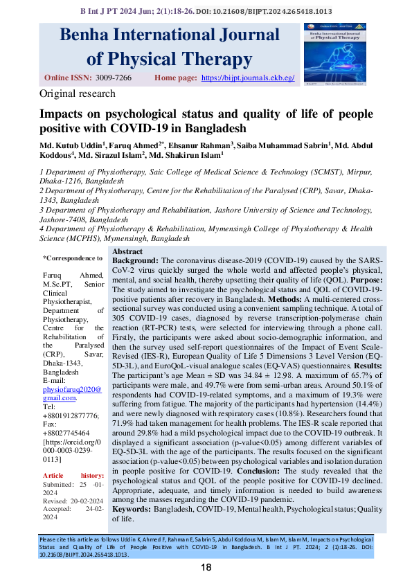 (PDF) Impacts on psychological status and quality of life of people ...