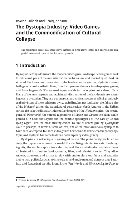 (PDF) The Dystopia Industry: Video Games and the Commodification of ...