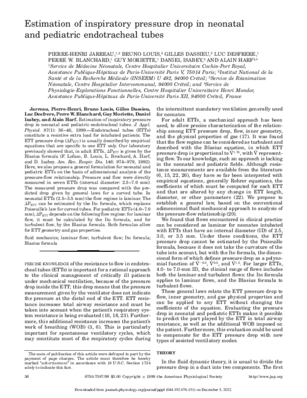(PDF) Estimation of inspiratory pressure drop in neonatal and pediatric ...
