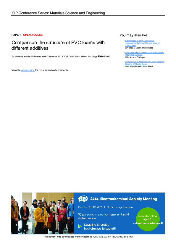 (PDF) Comparison the structure of PVC foams with different additives