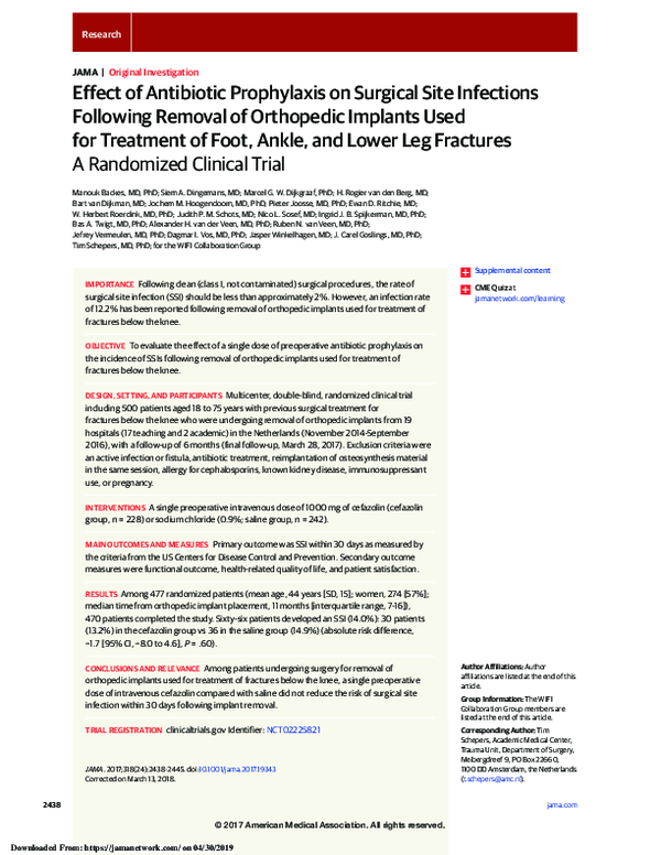 (PDF) Effect of Antibiotic Prophylaxis on Surgical Site Infections ...