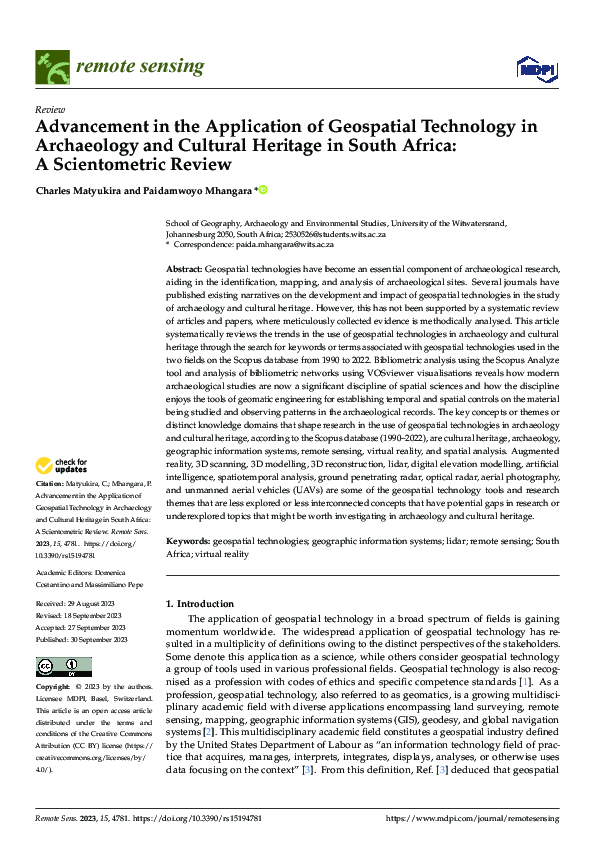(PDF) Advancement in the Application of Geospatial Technology in ...