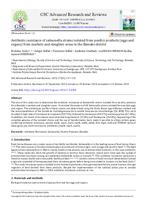 (PDF) Antibiotic resistance of salmonella strains isolated from poultry ...