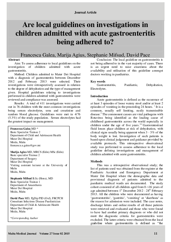 (PDF) Are local guidelines on investigations in children admitted with ...