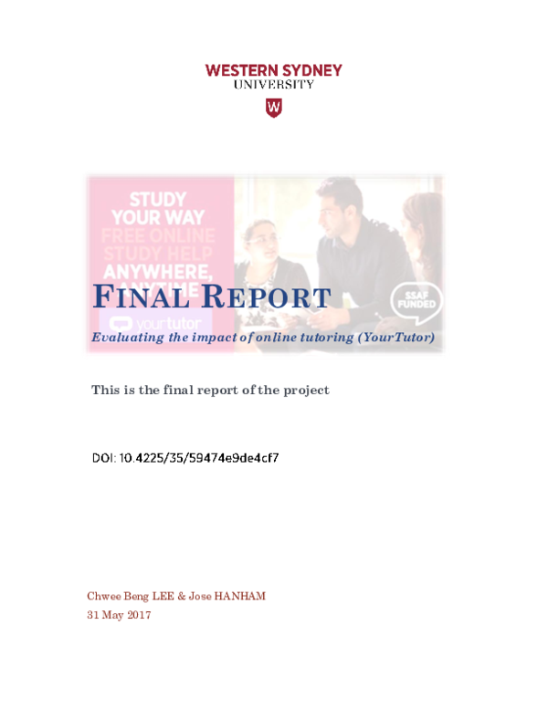 (PDF) Evaluating the Impact of Online Tutoring (YourTutor): Final Report