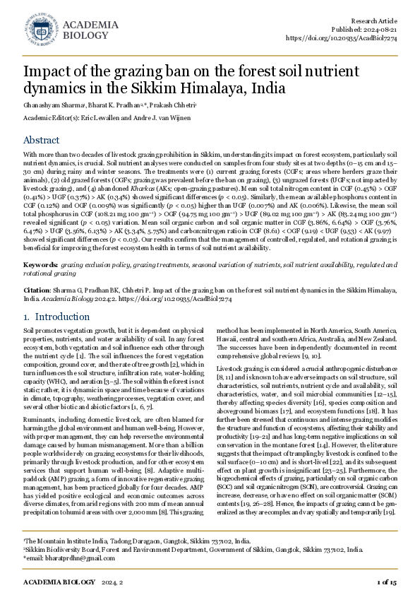 (PDF) Impact of the grazing ban on the forest soil nutrient dynamics in ...
