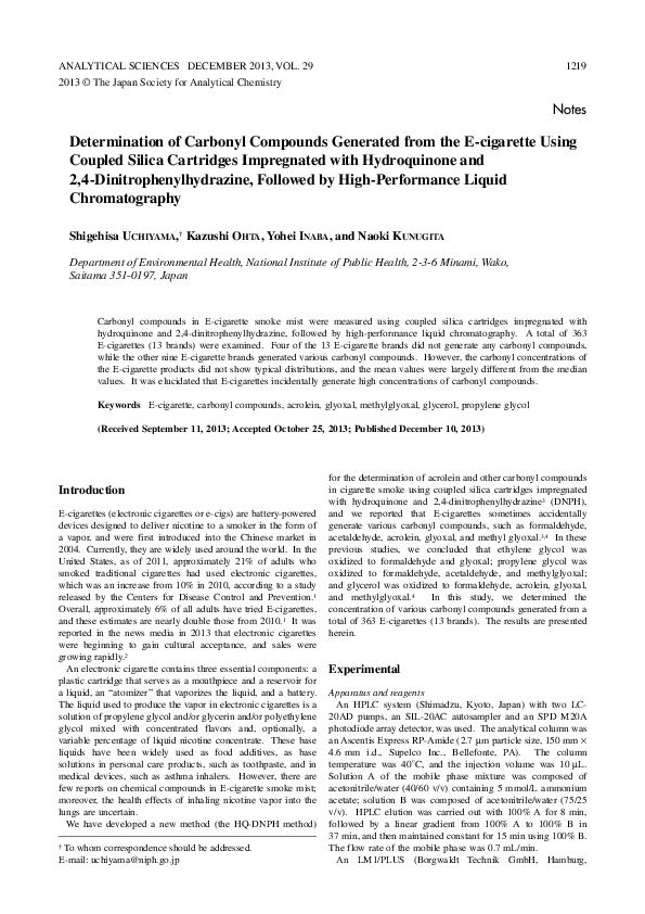 (PDF) Determination of Carbonyl Compounds Generated from the E ...