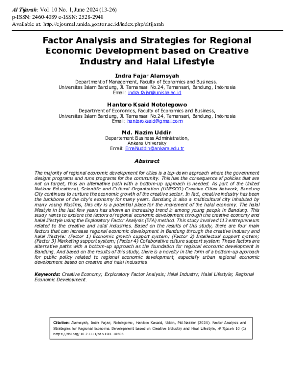(PDF) Factor Analysis and Strategies for Regional Economic Development ...