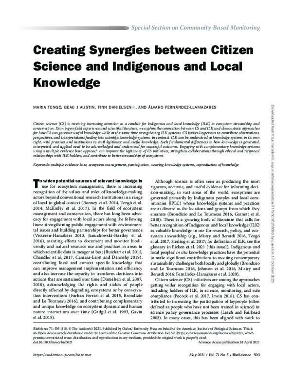(PDF) Creating Synergies between Citizen Science and Indigenous and ...