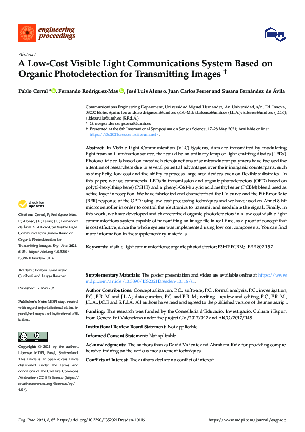 (PDF) A Low-Cost Visible Light Communications System Based on Organic ...