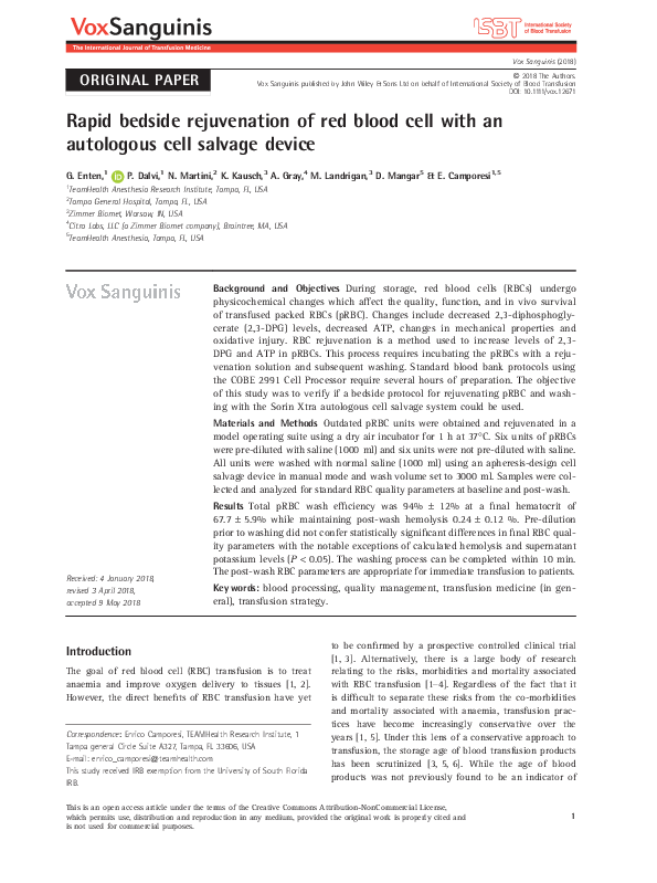 (PDF) Rapid bedside rejuvenation of red blood cell with an autologous ...
