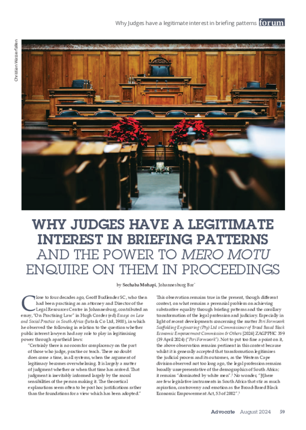 (PDF) Why Judges have a legitimate interest in briefing patterns