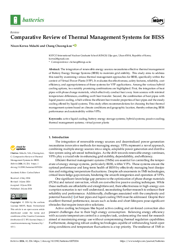 (PDF) Comparative Review of Thermal Management Systems for BESS