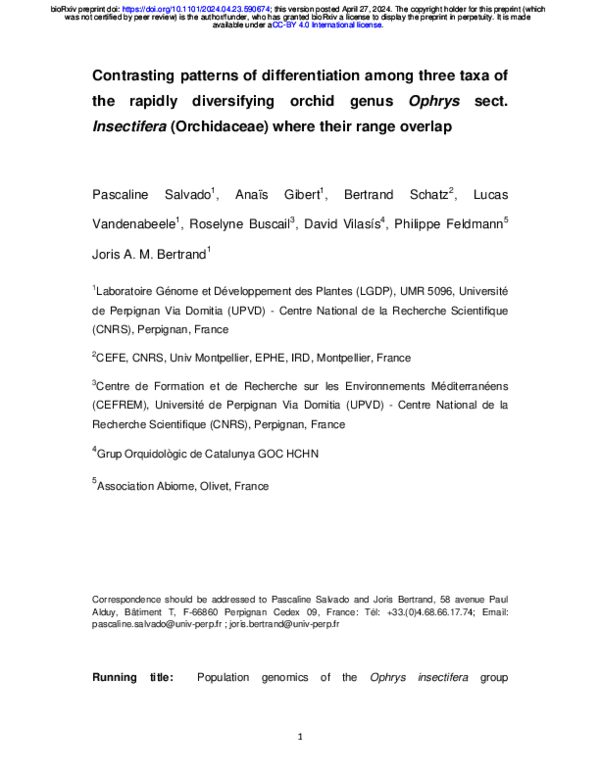 (PDF) Contrasting patterns of differentiation among three taxa of the ...