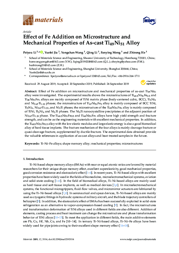 (PDF) Effect of Fe Addition on Microstructure and Mechanical Properties ...