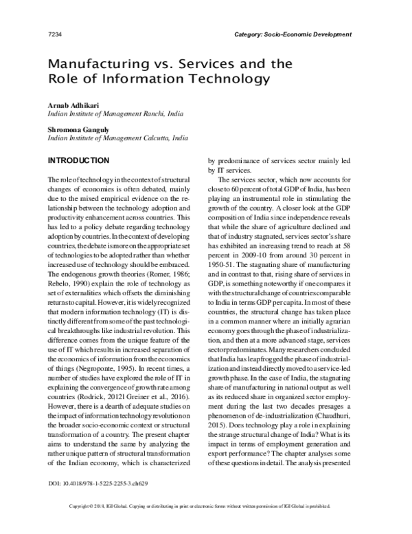 (PDF) Manufacturing vs. Services and the Role of Information Technology