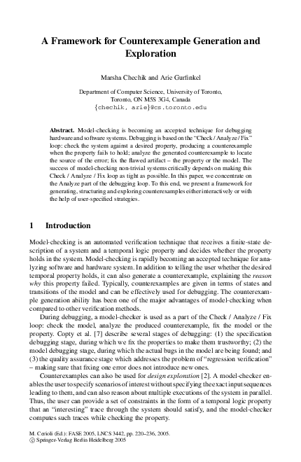 (PDF) A Framework for Counterexample Generation and Exploration