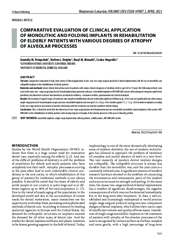 (PDF) COMPARATIVE EVALUATION OF CLINICAL APPLICATION OF MONOLITHIC AND ...