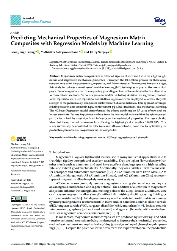 (PDF) Predicting Mechanical Properties of Magnesium Matrix Composites ...