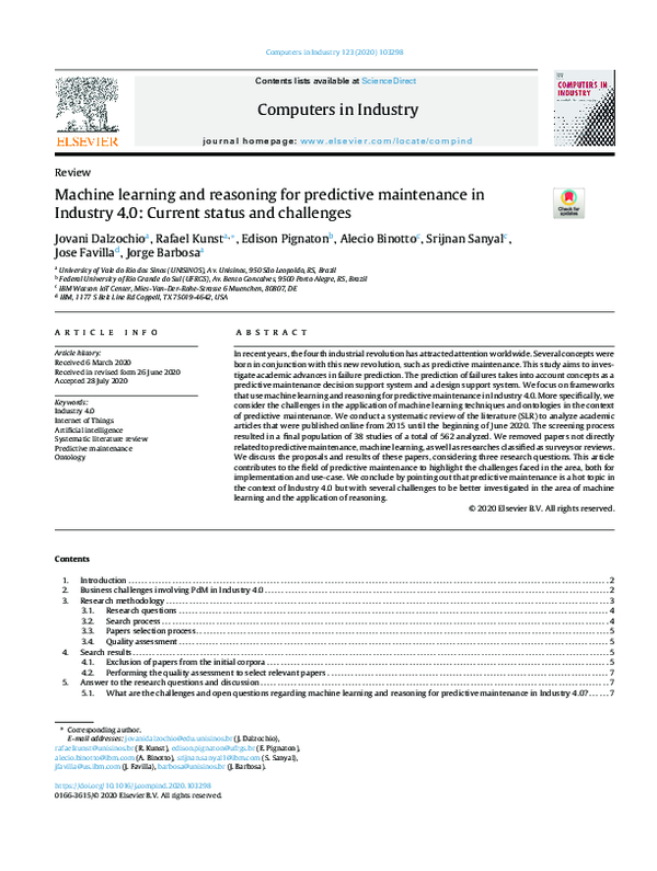 (PDF) Machine learning and reasoning for predictive maintenance in ...