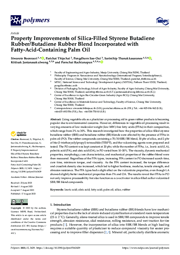 (PDF) Property Improvements of Silica-Filled Styrene Butadiene Rubber ...
