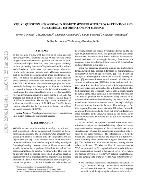 (PDF) Visual Question Answering in Remote Sensing with Cross-Attention ...