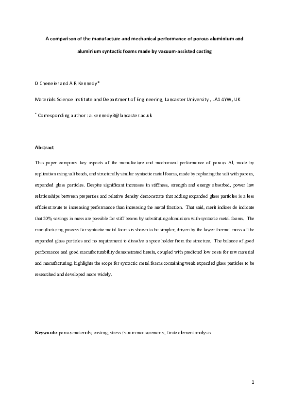 (PDF) A comparison of the manufacture and mechanical performance of ...