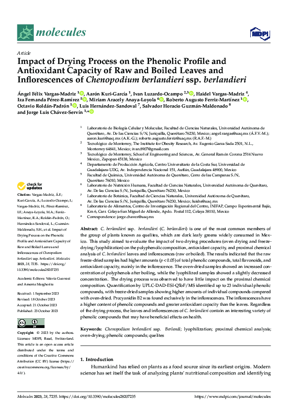 (PDF) Impact of Drying Process on the Phenolic Profile and Antioxidant ...
