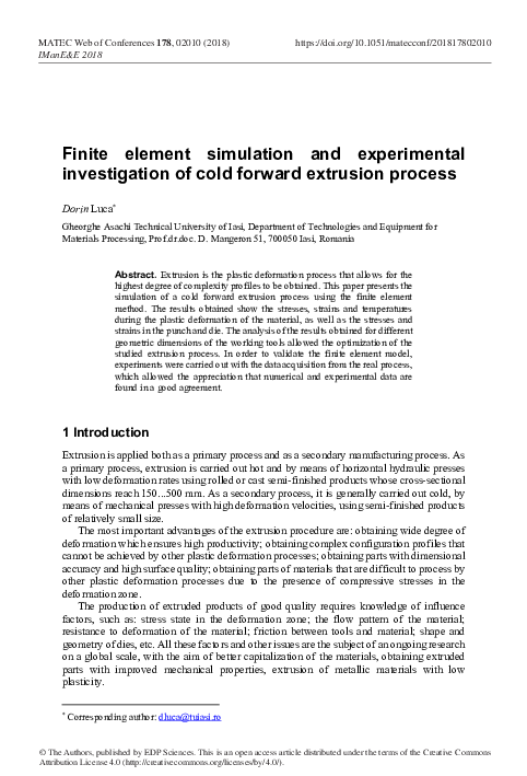 (PDF) Finite element simulation and experimental investigation of cold ...