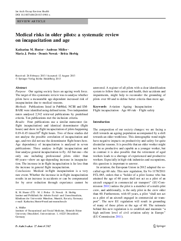 (PDF) Medical risks in older pilots: a systematic review on ...