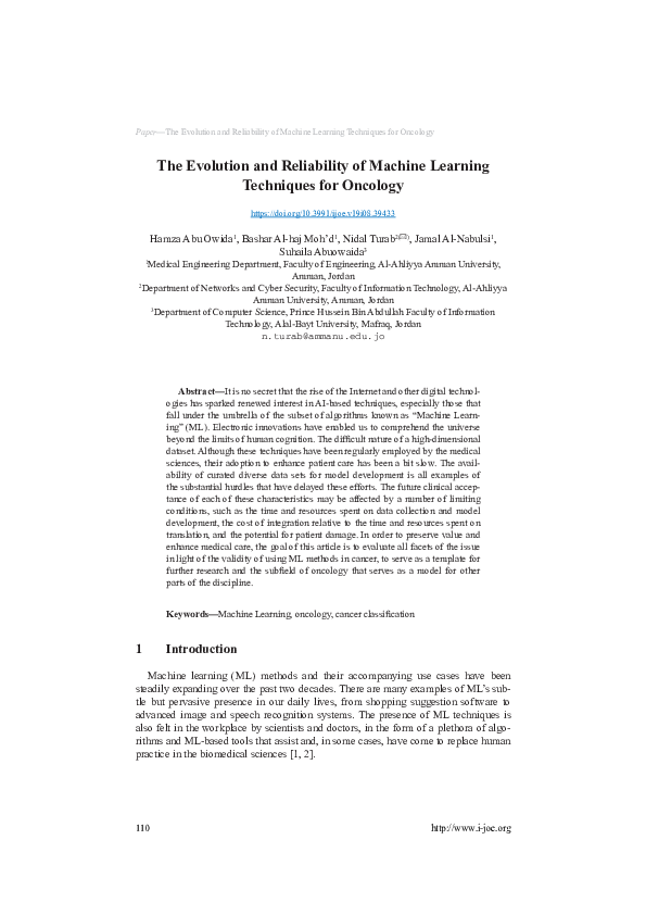 (PDF) The Evolution and Reliability of Machine Learning Techniques for ...