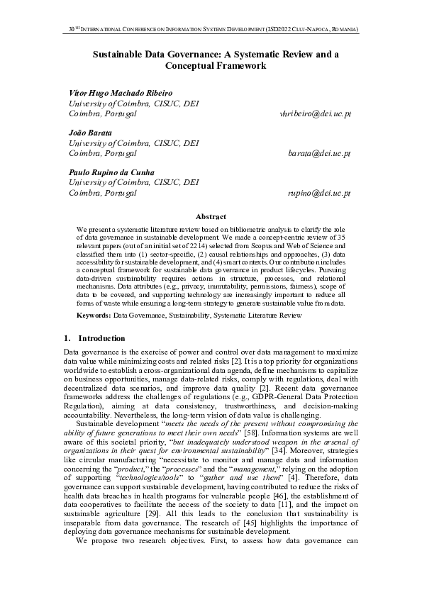 (PDF) Sustainable Data Governance: A Systematic Review and a Conceptual ...
