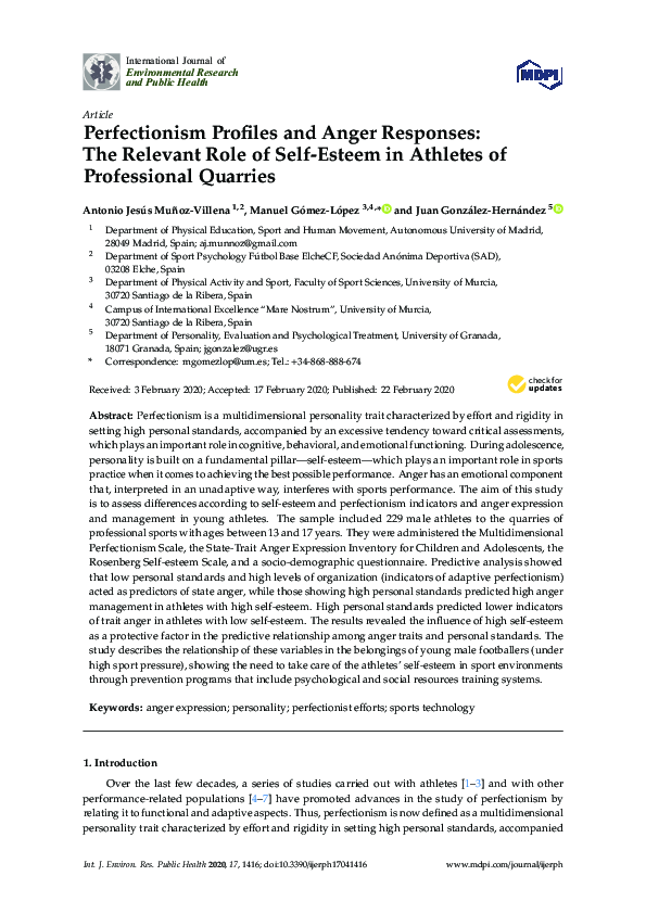 (PDF) Perfectionism Profiles and Anger Responses: The Relevant Role of ...